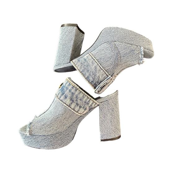 Jeffrey Campbell Magda Denim Jean Slide Platform Heel Size 5 - Picture 9 of 12